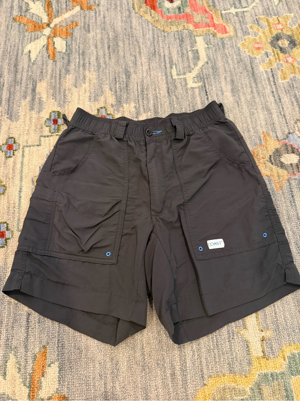 Coast Angler fishing shorts dark gray black men’s size small nylon 6.5 in inseam